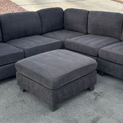Charcoal Black 6 Piece Modular Sectional Couch Sofa 