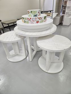 Four tier wooden  display table with side tables