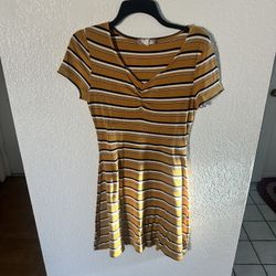 Yellow Striped Mini Dress 