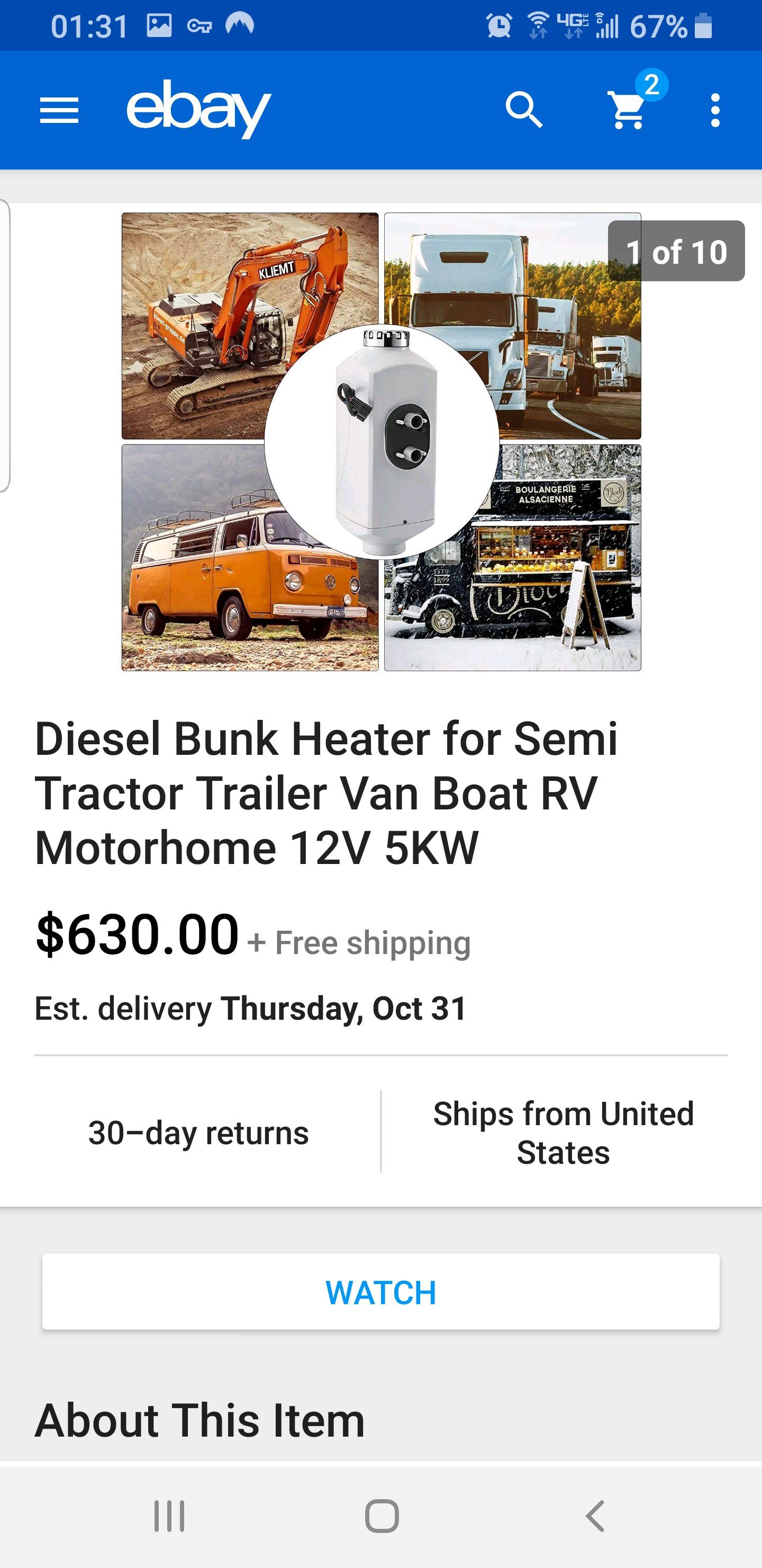 Diesel Bunk Heater for Semi Tractor Trailer Van Boat RV Motorhome