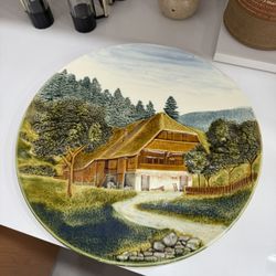 Late 19th Century Hand-Painted G S Zell German Schwarzwald Baden Decorative Wall Plate #2215 RARE Majolica