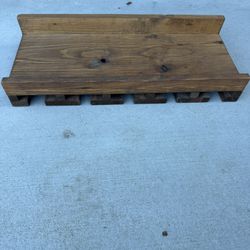 Rustic Wood Floating Wine Glass Shelf 