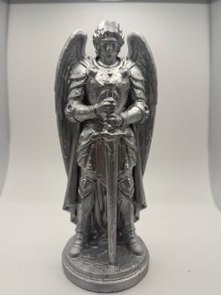 Silver toned Archangel Michael Warrior Figurine with Sword