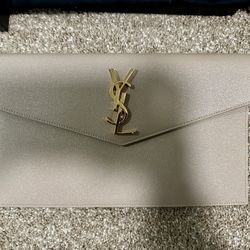 Saint Laurent Uptown YSL Pouch In Grained Leather