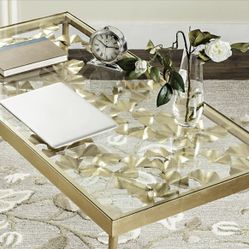 Gold Glass metal Ginkgo Leaf Desk Table Workplace