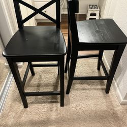 2  Wooden barstools (Black) 
