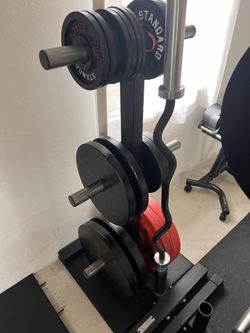 CFF DUAL OLYMPIC BAR BUMPER PLATE TREE WEIGHT STORAGE RACK for