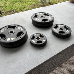 340 lb Olympic Rubber Grip Plates – 6×45s, 25s, 10s