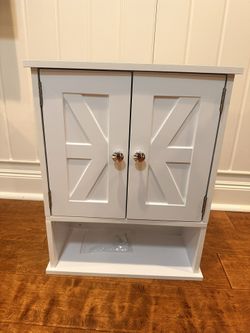 Bathroom Wall Cabinet, Over The Toilet Space Saver Storage with Barn Doors & Adjustable Shelf