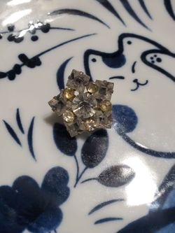 Antique Art Deco Clear Rhinestone Star Flower Brooch Pot Metal Scatter Pin