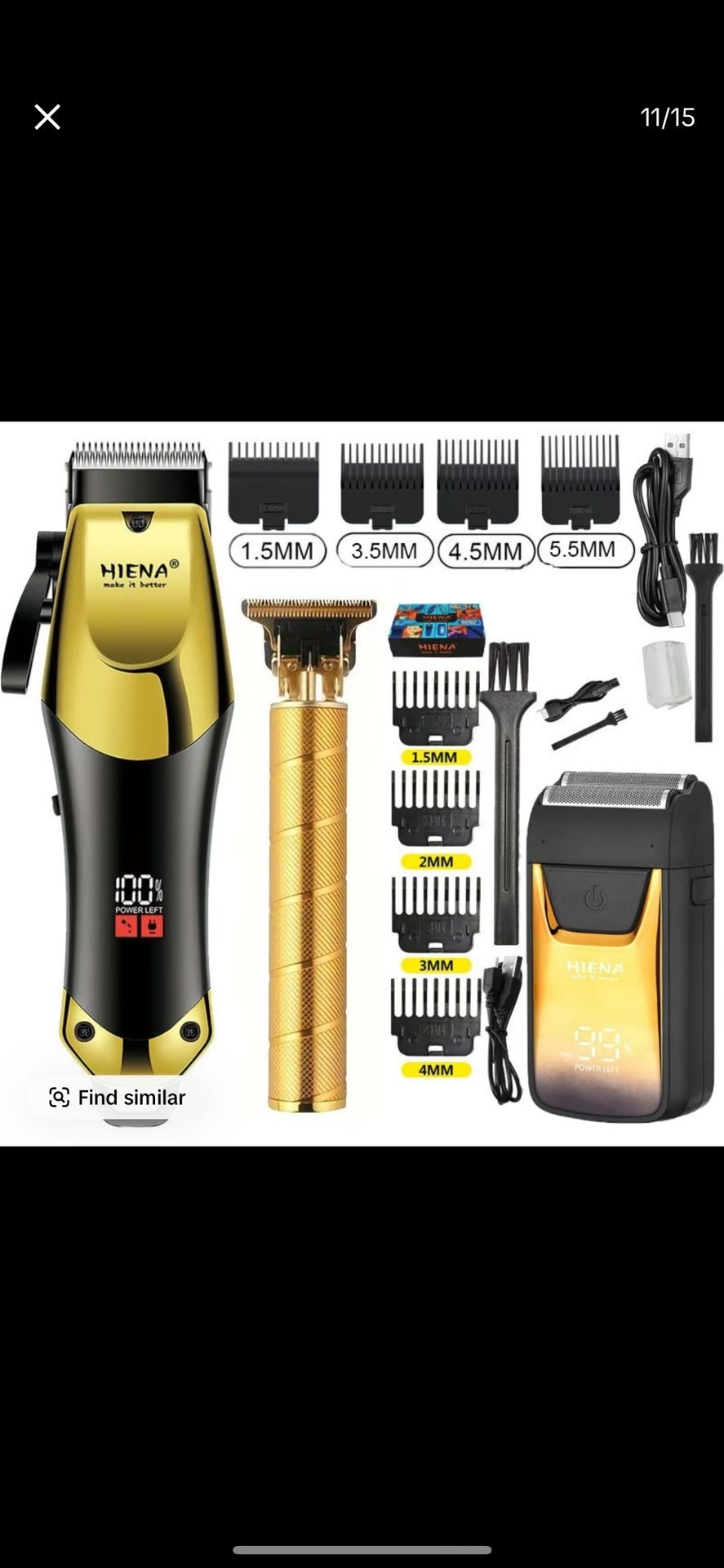 3-Piece Professional Blonde Hair Clipper & Trimmer Kit for Men - USB-Rechargeable Barber Set Featuring LCD Display, Adjustable Blade Hair Clippers, an