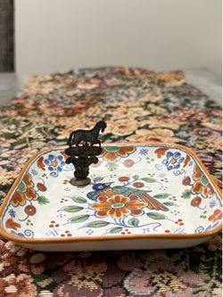 “Vintage Frisian Polychrome Altena Workum Hand-Painted Folk Pottery Trinket Dish, Holland 1960s-1980s.”
