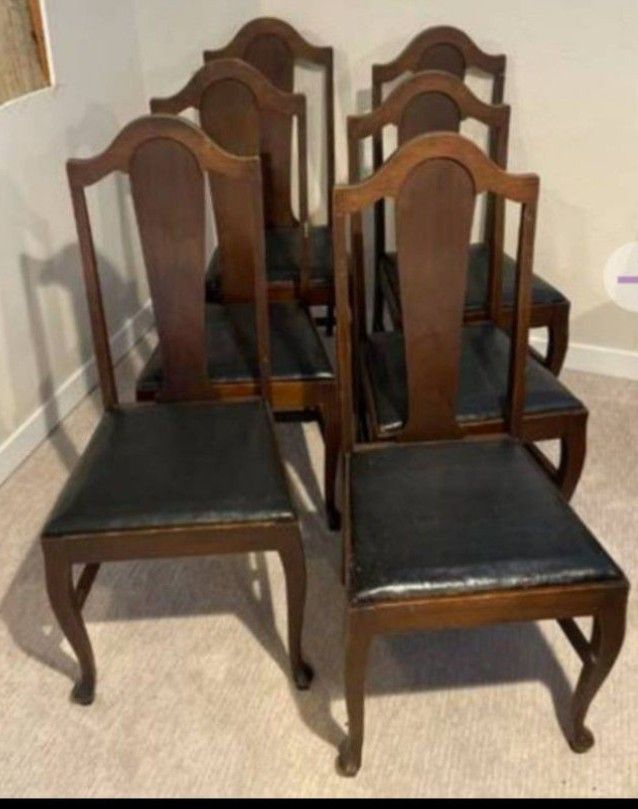 Six Identical Antique Dining Chairs