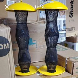2 Yellow BIRDFEEDERS & FOOD 