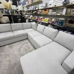 Big Light Fabric Sectional Sofa