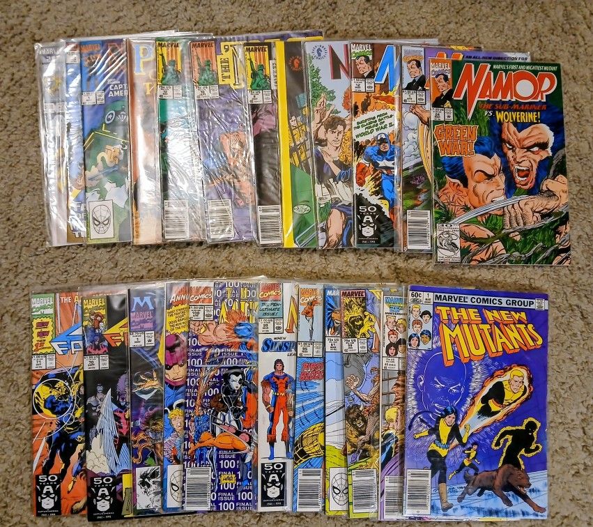 Vintage Marvel Comics including New Mutants 1, X-Force 100, Next Men 1, and More