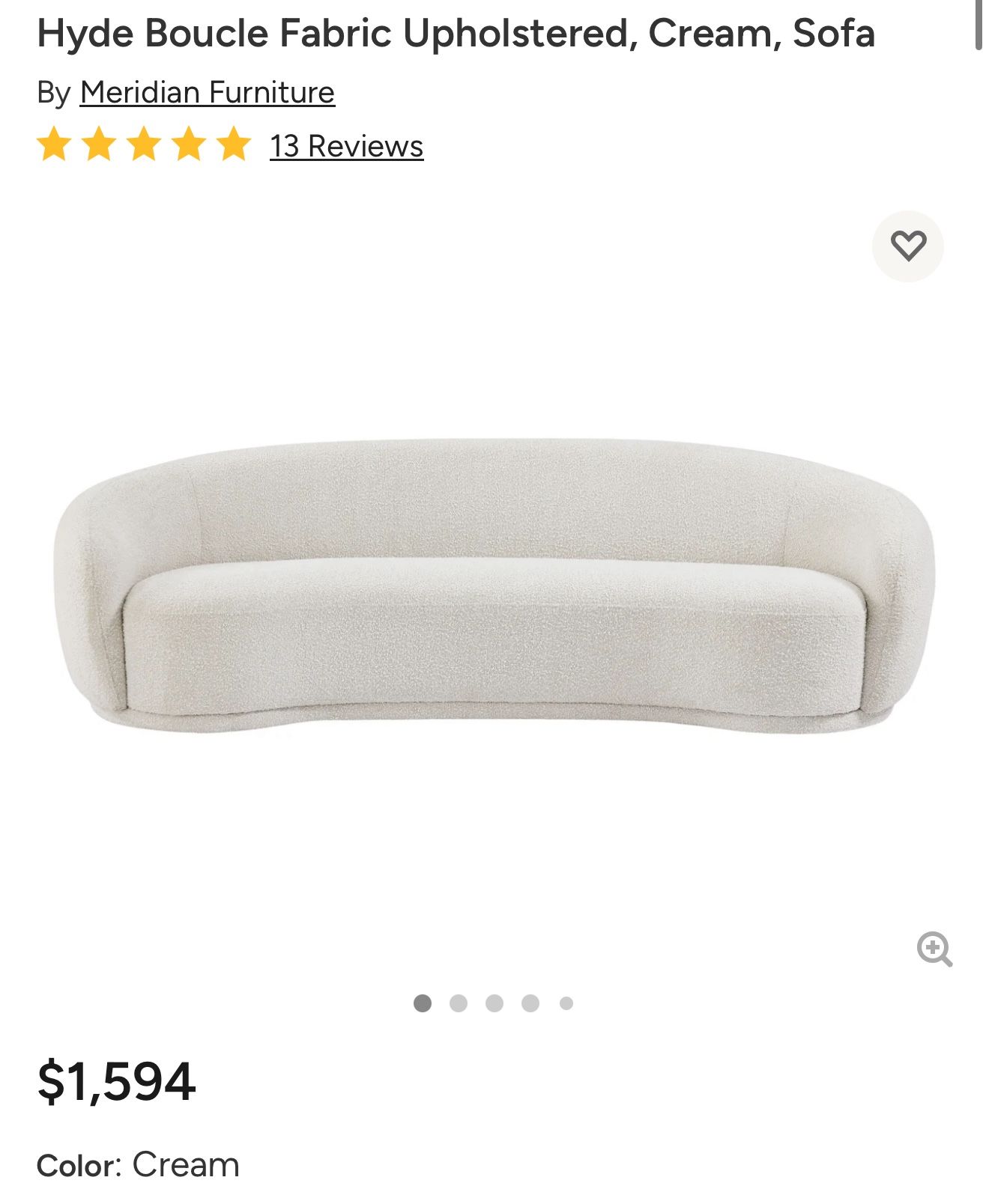 Hyde Boucle Fabric Upholstered Cream Sofa