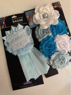 Baby Shower Mommy-to-Be Badge & Flower Accessory Bundle – New