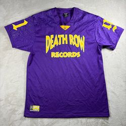 Death Row Records Los Angeles 91 Men's L Purple Paisley V-Neck Jersey #6A