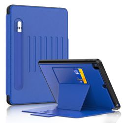 DUNNO Case For IPad 9th 8th 7th Generation(2021/2020/2019 Version),?IPad 10.2 Case Strong Magnetic Cover With Pencil Holder & Card Pocket, Blue