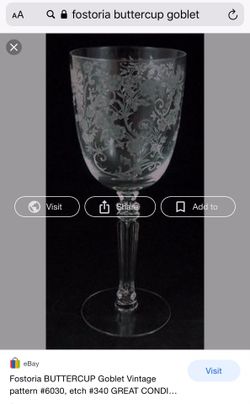 Set of 4 Fostoria buttercup pattern vintage etched goblets. $19 each or all 4 for $85