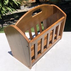 Solid Oak Wood Magazine Holder Rack