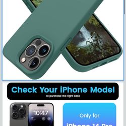 OTOFLY Designed for iPhone 14 Pro Case, Silicone Shockproof Slim Thin Phone Case for iPhone 14 Pro 6.1 inch (Pine Green)