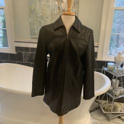 Ladies Liz Claiborne Leather Coat Size Small