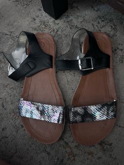 Girl’s Two-Strap Sandals with Snakeskin Print