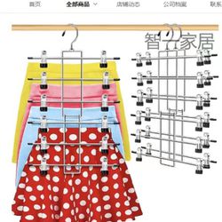 Hangers,Pants Hangers,Clothes Hangers - 6 Tiers Skirt Hangers with 360° Swivel Hook,Hangers Space Saving with Clips,Closet Organizers and Storage -Bab