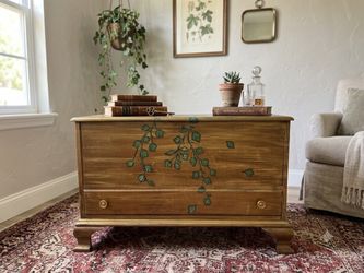Custom Hand-Painted Ivy Storage Chest & Coffee Table