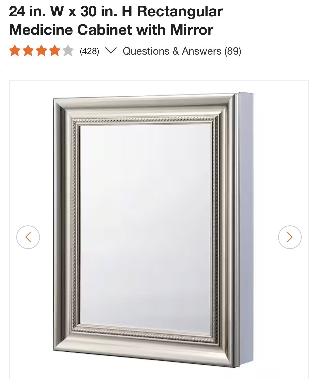 BRAND NEW IN BOX GLACOER BAY 30” X 24” Brush Nickel Med Cabinet… Retails For $161.00