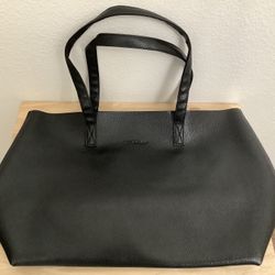 Bella Russo Large Pebbled Faux Leather Tote Bag With Inside Pocket, Black