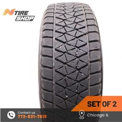 Set of 2 Used  11.5/32  Winter  225/60R18  100S  Bridgestone  Blizzak DM-V2
