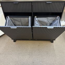 Black Cabinet Storage , Hamper / Double Trash Can New Fully Assembled 