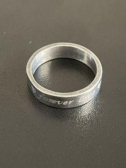 4mm Silver Stainless Steel Forever Love Ring Size 6