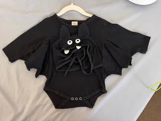 Baby Bat Halloween Costume with Hat, Black, 12 Months