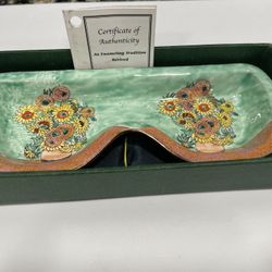 Beautiful Enamel Over Copper Eyeglass Holder 