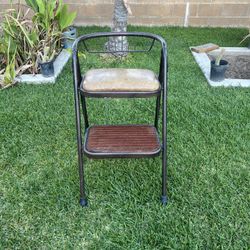 Vintage Kitchen Metal Step Stool Chair 50’s