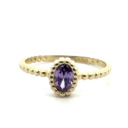 Woman’s Ladies 10k Yellow Gold Purple Oval Stone Ring Size 8 GP3128117