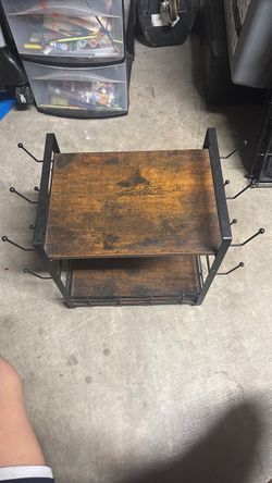 Industrial Coffee Mug Rack with Wood Shelf