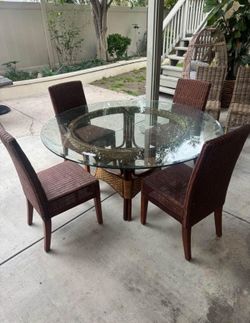 Glass Table 60” With 2 Chairs
