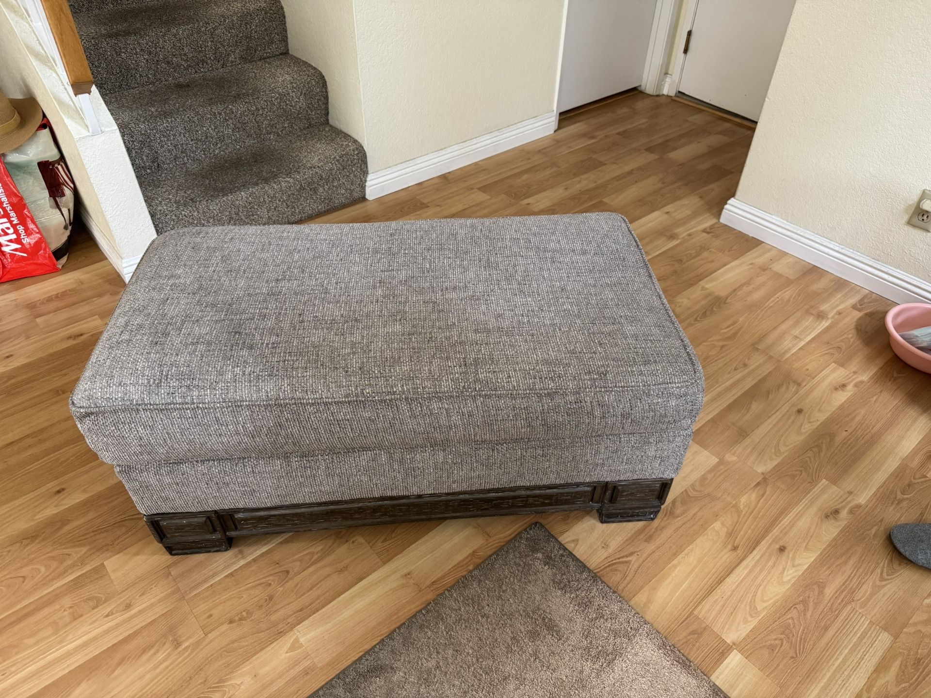 Gray Upholstered Ottoman