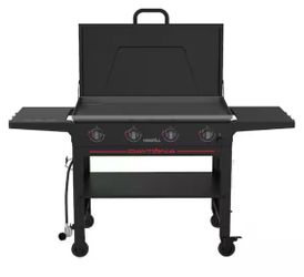 4-Burner Propane Gas Griddle with Lid in Black
