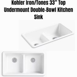 Kohler Iron/Tones 33" Top Undermount Double-Bowl Kitchen Sink