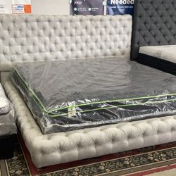 New King Size Bed With Mattress Pillow, Top, Free Deliver 