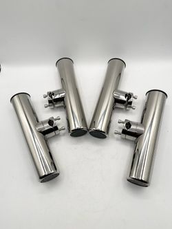 7/8" - 1"  Rail Mount Clamp-on Stainless Steel Fishing Rod Holder (4 Pieces)