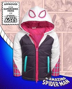 NEW 2T Insulated Winter Snow Jacket for Kids Girl Marvel Girls Ghost Spider Gwen