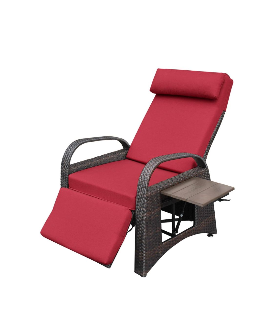 Outdoor Recliner Chair,PE Wicker Adjustable Reclining Lounge Chair and Removable Soft Cushion, with Modern Armchair and Ergonomic for Home, Sunbathing