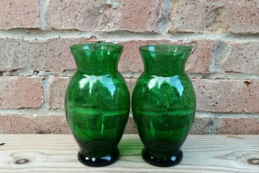 Vintage Anchor Hocking Forest Green 6" Flared Vases
